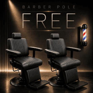 PACK 2 SILLONES BARBERO CUT MATTE BLACK + BARBER POLE GRATIS