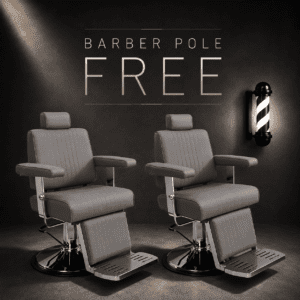 PACK 2x SILLÓN BARBERO CUT GREY + BARBER POLE DE REGALO