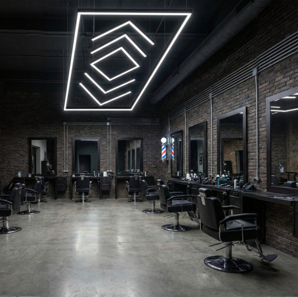 Luz LED techo barbería rombo-flecha