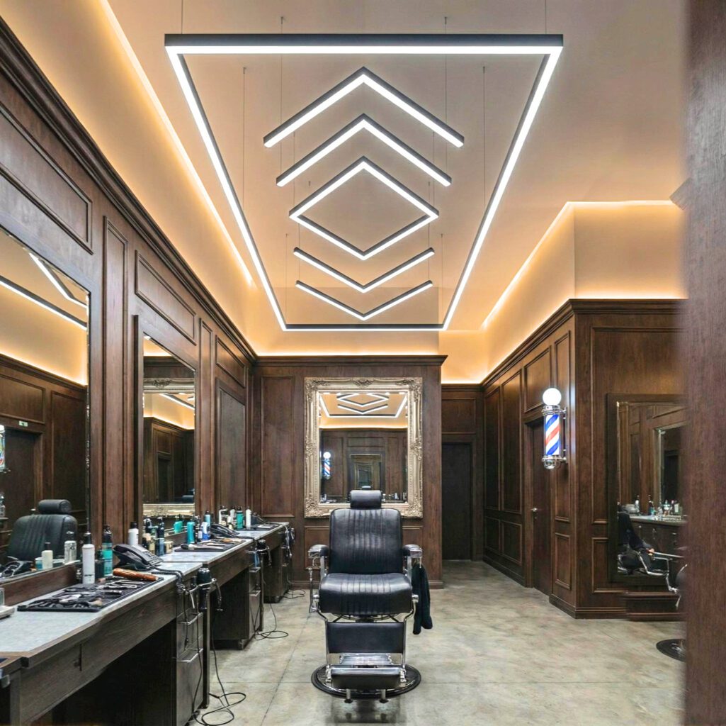 Luz LED techo barbería rombo-flecha