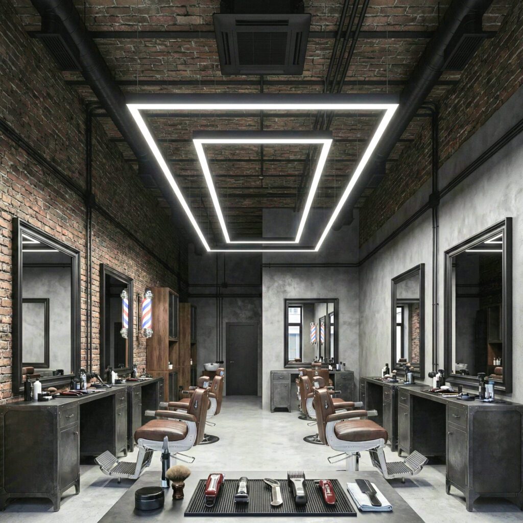 Luz LED techo barbería rectángulo