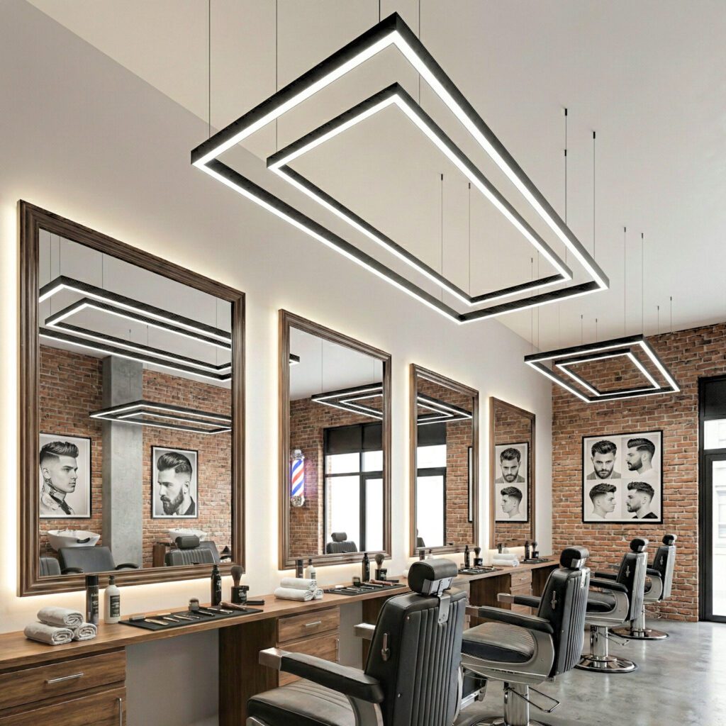 Luz LED techo barbería rectángulo