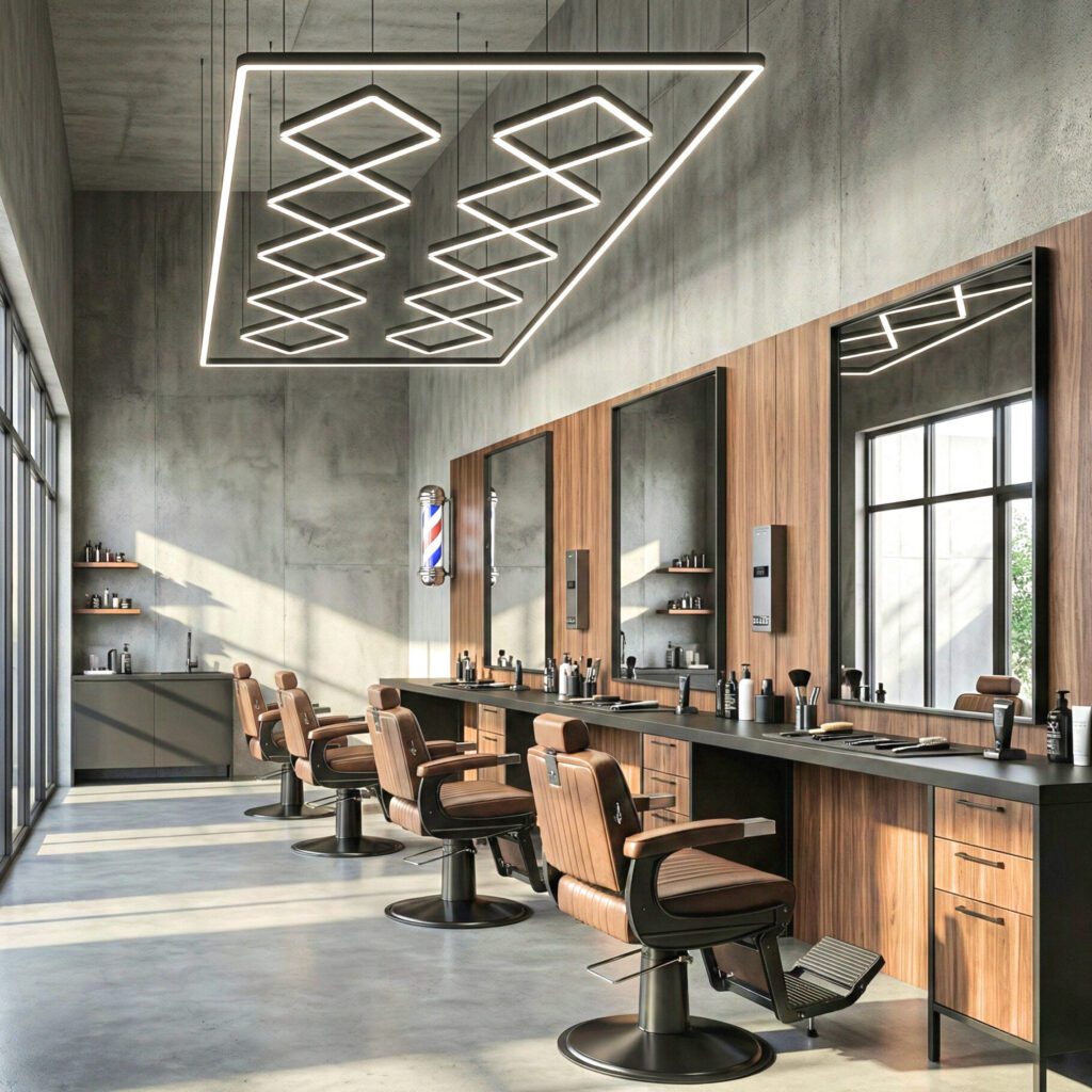 Luz LED techo barbería rombo