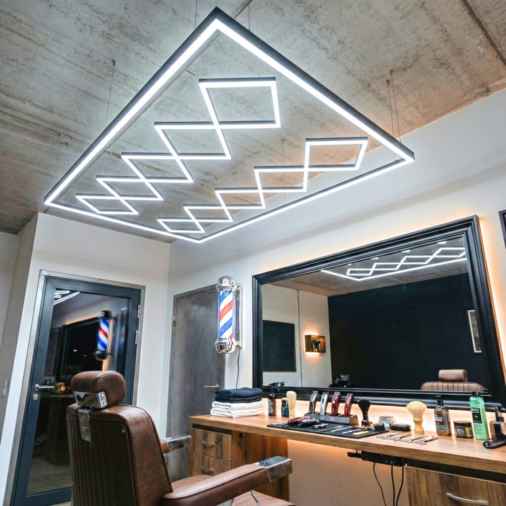Luz LED techo barbería rombo