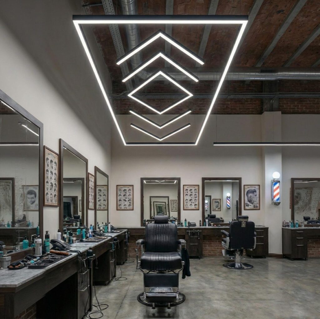 Luz LED techo barbería rombo-flecha