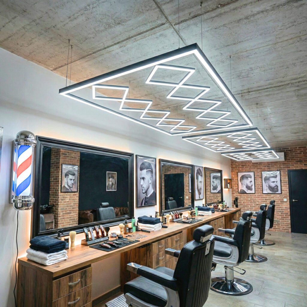Luz LED techo barbería rombo
