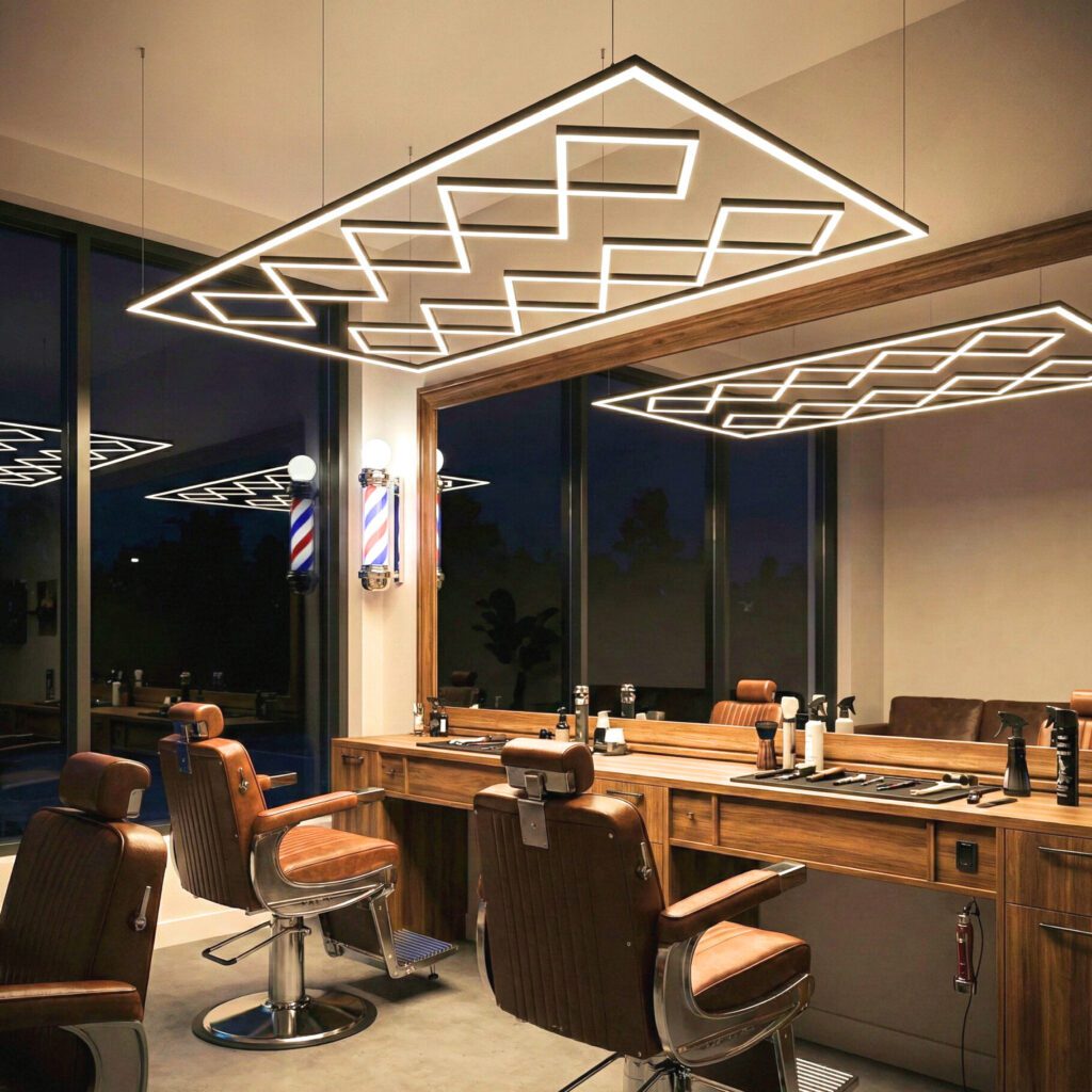 Luz LED techo barbería rombo